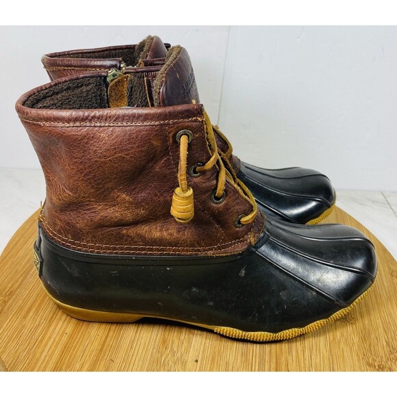 Sperry Top Sider Saltwater Youth Sz 7 Brown Leather Waterproof Duck Boots - Picture 4 of 7